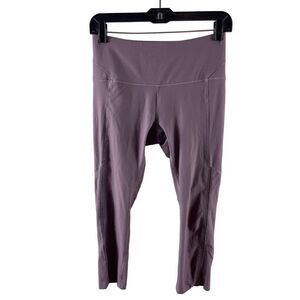 Apana Mesh Mid-Rise Cropped Leggings Size Small Purple Stretch Athletic Yoga